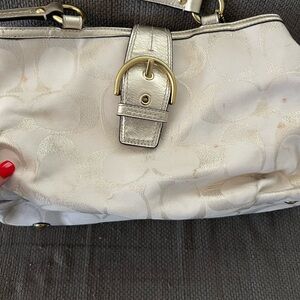 Coach Cream Shoulder Bag with Gold Accents